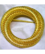 Signed Trifari Brooch Round Shaped Open Work Textured Gold Tone Vintage - £17.33 GBP