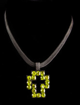 Peridot rhinestone Cross choker - black mesh gothic chain necklace - Green Celti - £74.27 GBP