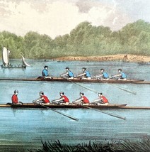 Great International Boat Race 1955 Currier &amp; Ives Color Plate Print DWEE35 - £15.97 GBP