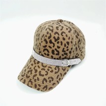 Autumn And Winter Hats Women&#39;s Fashion Leopard Print Diamond Caps Caps Street Ba - £10.61 GBP