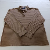 Vintage John Ashford Men&#39;s Size XL Cotton Polo Long Sleeve Brown Stripes... - $13.85