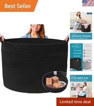 XXXL Washable Cotton Storage Basket Set - Jumbo Black Blanket &amp; Mini Toy... - $67.49