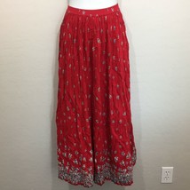 220 Hickory Womens Red Crinkle Broomstick Boho Hippie Skirt Maxi Medium - $29.99
