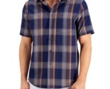 Tasso Elba Men&#39;s Ombre Dobby Cotton Shirt Navy Combo-XL - $18.97