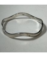 Solid Heavy Sterling Silver Wavy 7mm Wide Hinged 7" Bangle Bracelet 23.4... - $64.30