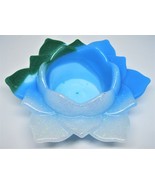 Blue, white. green open Lotus candle holder, Unique resin flower, tea light - £7.16 GBP