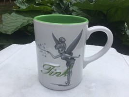 Disney TINKERBELL TINK 3D Embossed 16 oz Coffee Mug Cup White Green  - $27.14 CAD