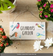 Grandma&#39;s Garden British Garden Birds Sign,mdf, H10cm x W20cm x D0.8cm - $9.26