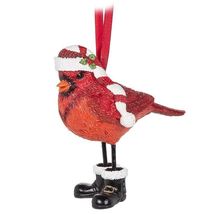 Cardinal Ornaments Set of 3 with Hats Boots Resin Red Black Hanging 3.5" High image 3