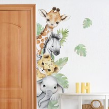 44.88 X 11.75 Inch Watercolor Jungle Animal Wall Decals Forest Animal Wall Stick - £23.72 GBP