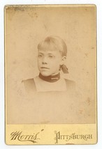 Antique c1880s Cabinet Card Morris Lovely Little Girl in Glasses Pittsburgh, PA - £12.33 GBP