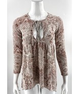 Lilka Anthropologie Paisley Pink Womens Top Size XS Tie Front Tunic Boho - $658.58 MXN