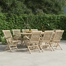 Folding Garden Chair Set of 8 Grey Solid teak wood Medium - $13,514.42 MXN