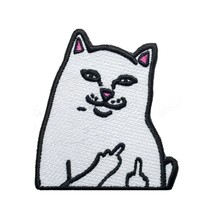 White Cat. Embroidered Patch. Iron On. Sew On. Size 3.3&#39;&#39; x 3.7&#39;&#39; - £5.93 GBP