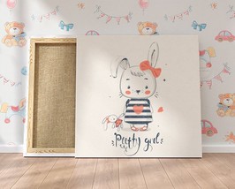 Little Bunny Ballerina Girl Nursery Canvas Art Baby Decor Kids Room Wall Art Pos - £46.20 GBP
