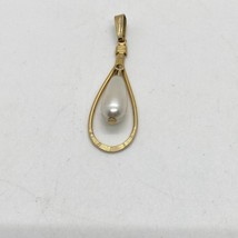 Vintage Sarah Coventry Snow Drop Faux Pearl Gold Tone Teardrop Pendant No Chain - £6.32 GBP