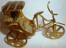 VINTAGE MINIATURE BRASS RICKSHAW CARRIAGE &amp; TRICYCLE MOVABLE PARTS DOLLH... - £12.78 GBP
