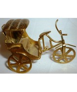 VINTAGE MINIATURE BRASS RICKSHAW CARRIAGE &amp; TRICYCLE MOVABLE PARTS DOLLH... - £12.58 GBP