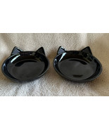 Prima Pet Ceramic Cat Bowls Food Water Dishes Pair Black w/Gray 3-D Ears... - £21.38 GBP