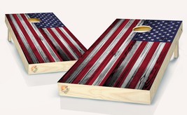 American Flag Light Wood Cornhole Board Vinyl Wrap Skins Laminated Stick... - £42.35 GBP