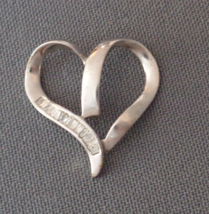 Vintage Floating Heart 10K White Gold &amp; Diamond Pendant Signed CT 1x1&quot; 2... - £118.02 GBP