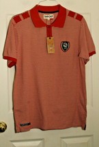 TAPOUT Vintage Men&#39;s XL Red Ivory Black Striped Golf Polo Shirt NWT - £12.00 GBP