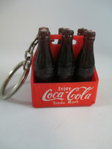 Coca-Cola Keychain Vintage Plastic Mini Bottle Red Carton 6-Pack Plastic 1970s - £10.05 GBP