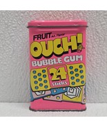 Vintage OUCH! Bandage Bubble Gum Empty Tin 1990&#39;s Neon Pink Candy Advert... - $20.59 CAD