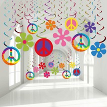 60&#39;S Hippie Theme Party Foil Swirl Decorations, 60S Groovy Party Retro - £15.85 GBP