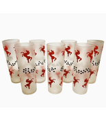Vintage Frosted Libbey Stallions &amp; Stars 12oz Tall Glasses (Set of 7) - £61.79 GBP