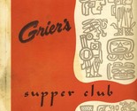 Griers Supper Club Menu Palatine Illinois Paul Peterson Supper Club 1959 - £42.89 GBP