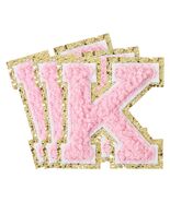 3Pcs Chenille Letter Patches Iron-On Pink 2 Inch Glitter Alphabet K - $3.19 CAD