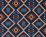 Cotton Southwest Tribal Diamonds Blue Brown Argyle Fabric Print by Yard ... - $12.95