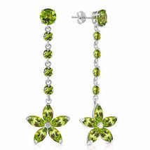 4.8 Carat 14K White Gold Natural Peridot Gemstone Elegant Chandelier Earrings - £460.86 GBP