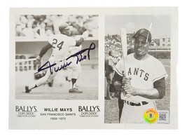 Willie Mays Signed 5x7 San Francisco Giants Bally&#39;s Photo BAS LOA - £145.02 GBP