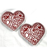 2 Crate &amp; Barrel Ceramic Red &amp; White I Choose You Heart Plates Kate Forr... - £33.26 GBP