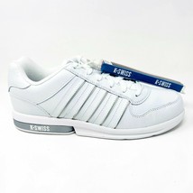 K-Swiss Mens Thackery White Platinum Leather Casual Sneakers 01330147 - £43.92 GBP