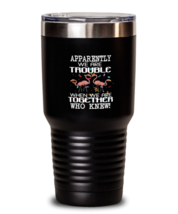 30 oz Tumbler Stainless Steel Funny Apparently We Are trouble when we are  - £26.11 GBP