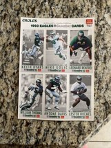1993 Eagles Gameday Cards Mcdonalds sheet C 3of 3 - £6.86 GBP