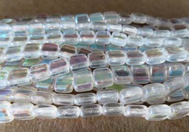 25 6 x 6 x 3 mm Czechmates Two Hole Tile Beads: Crystal AB 2X(Double Sided AB) - £2.14 GBP
