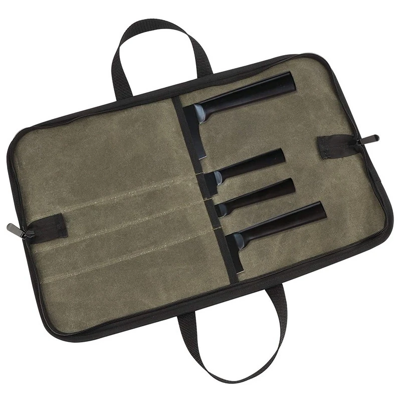  Bag(4 Slots) Chef  Case ed Canvas Roll Storage  Carrying Pouch for Men&amp;Women Gr - £51.35 GBP