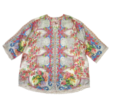 NWT Johnny Was Blush Button-Down Blouse in Floral Print Lightweight Silk Top XL - $160.00