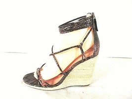 JLO Brown Leather Ankle Strap Strappy Wedge Sandals Shoe Women 8 M (SW24... - £19.78 GBP