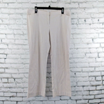 New York And Company Pants Womens Petite 14 Tan White Striped Mid Rise S... - $19.99