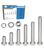 1/4-20 Hex Bolt Set, 180 Pcs Stainless Steel with Nuts and Washers - $352.82 MXN