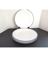 Crate &amp; Barrel set of 4 dinner plates monno white blue trim vintage - $39.15