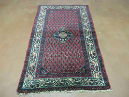 2.5&#39; X 4&#39; Vintage Handmade Indian Amritsar Wool Rug Paisley Design Red - £213.26 GBP