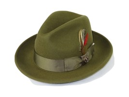 Men Bruno Capelo Hat Australian Wool Fedora Untouchable EXECUTIVE EX325 Olive - £55.50 GBP