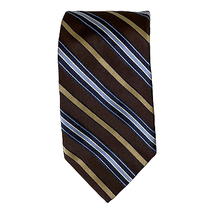 Faconnable Tie Brown With Blue Stripes One Size 100% Silk Necktie 62&quot;L X... - £12.39 GBP
