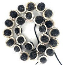 Charcoal felt ball necklace, textile art wool necklace, silver coated frame bead - £63.59 GBP